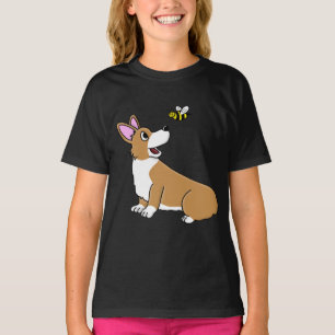 Tecknad Corgi Bee Girl's Ringer TShirt Tröja