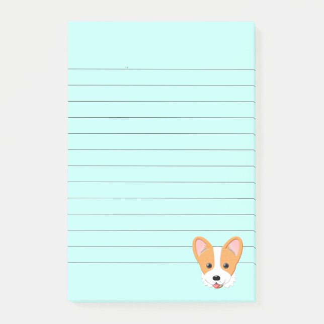 Tecknad Corgi Lining Post-it Block (Framsida)