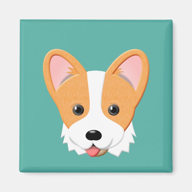 Tecknad Corgi Magnet (Framsidan)