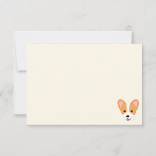 Tecknad Corgi Vit Krämfärgad Anteckningskort