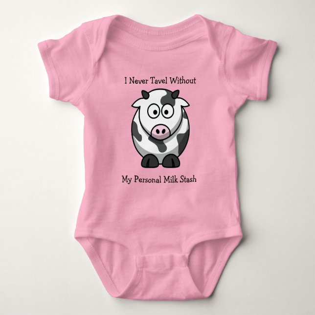 Tecknad Cow Baby Tee Shirt (Framsida)
