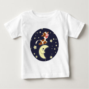 Tecknad Cow Jumping över Måne Baby T-Shirt