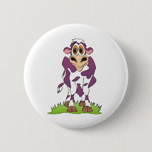 Tecknad Cow-Lila Knapp