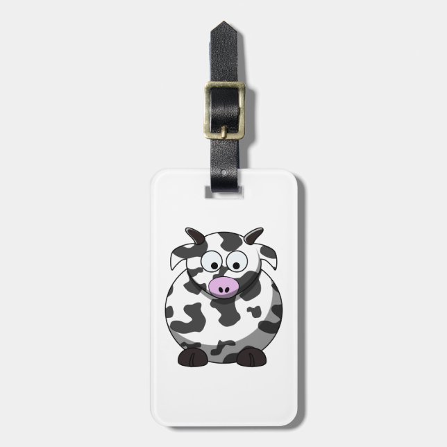 Tecknad Cow Luggage Tag Bagagebricka (Vertikal Framsida)