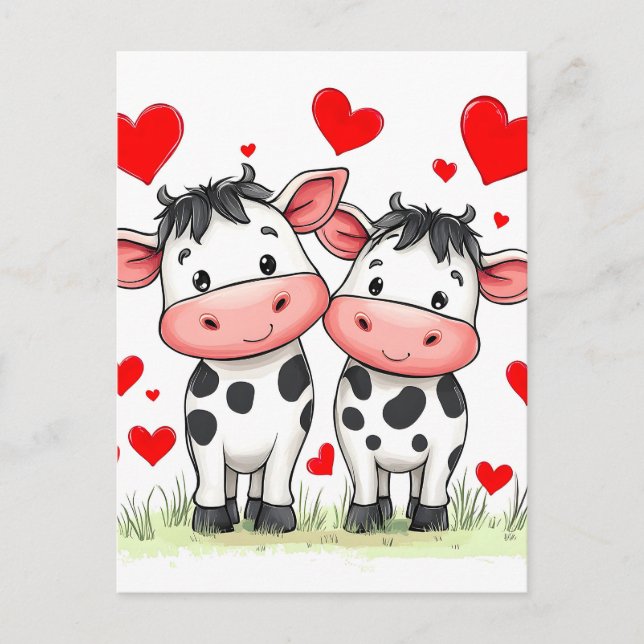 Tecknad Cow par Kärlek Helg Vykort (Framsida)