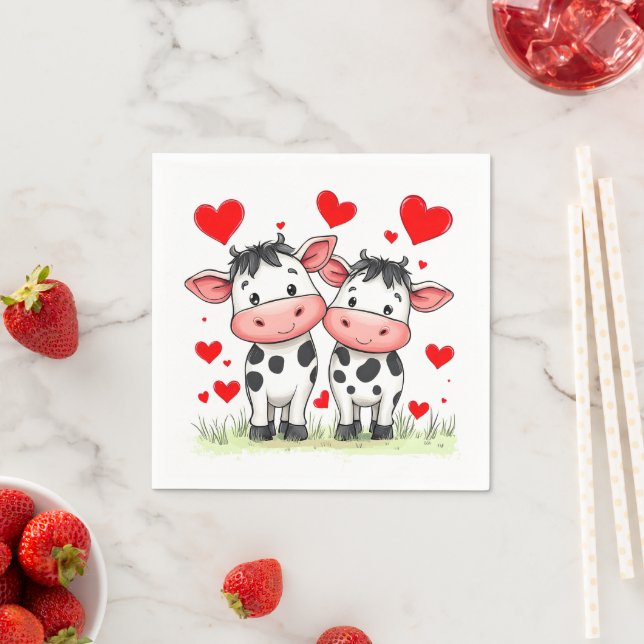 Tecknad Cow par Kärlek Pappersservett (Insitu)