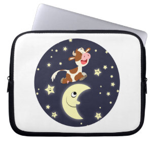 Tecknad Cow som drunknar över Måne Laptop sleeve