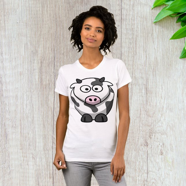 Tecknad Cow Womens T-Shirt (Skapare uppladdad)
