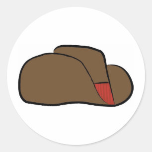 Tecknad Cowboy Hat Runt Klistermärke