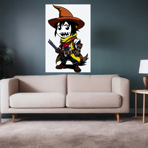 Tecknad Cowboy Witch   AI Art Poster