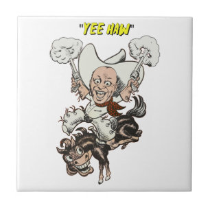 Tecknad cowboyskjutpistoler ridkonst kakelplatta