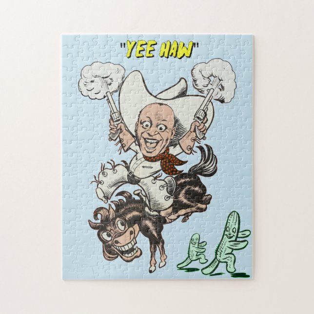 Tecknad cowboyskjutpistoler ridkonst pussel (Vertikal)