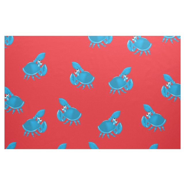 Tecknad Crab Fish Print Mönster Tyg (Fat Quarter)