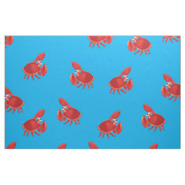 Tecknad Crab Fish Print Mönster Tyg
