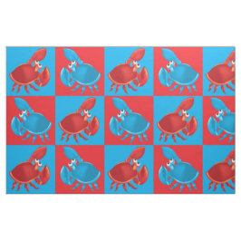 Tecknad Crab Fish Print Mönster Tyg