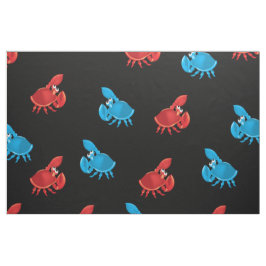 Tecknad Crab Fish Print Mönster Tyg