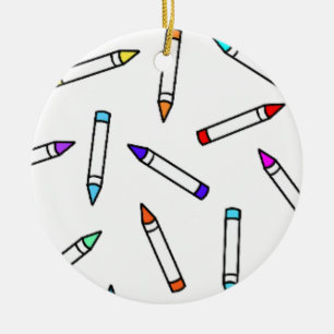 Tecknad Crayon Mönster Julgransprydnad Keramik