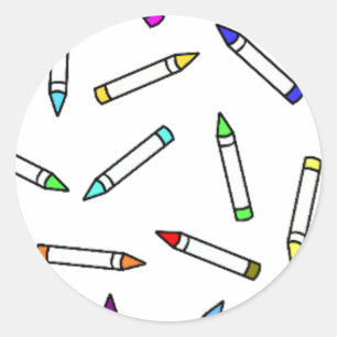 Tecknad Crayon Mönster Runt Klistermärke