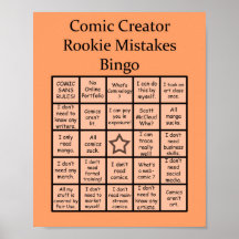 Tecknad Creator Rookie Mistakes Bingo Poster