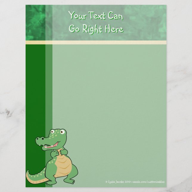 Tecknad Crocodile Letterhead Stationery (Framsida)
