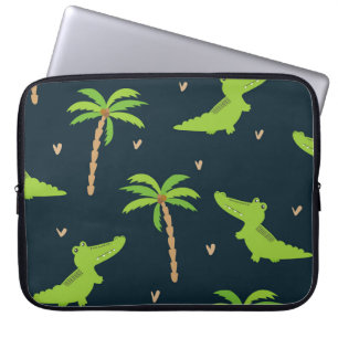 Tecknad Crokodiles: Alligator Handflatan Mönster. Laptop Fodral