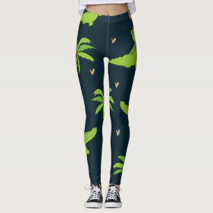 Tecknad Crokodiles: Alligator Handflatan Mönster. Leggings