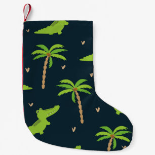 Tecknad Crokodiles: Alligator Handflatan Mönster. Liten Julstrumpa