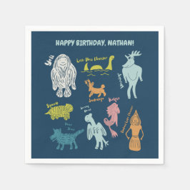 Tecknad Cryptids Cryptozoology Monsters Anpassning Pappersservett