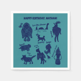 Tecknad Cryptids Cryptozoology Monsters Anpassning Pappersservett