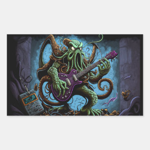 Tecknad Cthulhu Sten 'n Roll Rektangulärt Klistermärke
