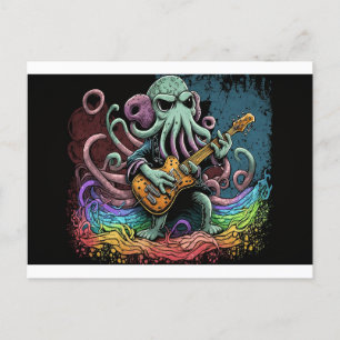 Tecknad Cthulhu Sten 'n Roll Vykort