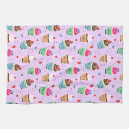 Tecknad cupaka mönster sötbakverk kökshandduk