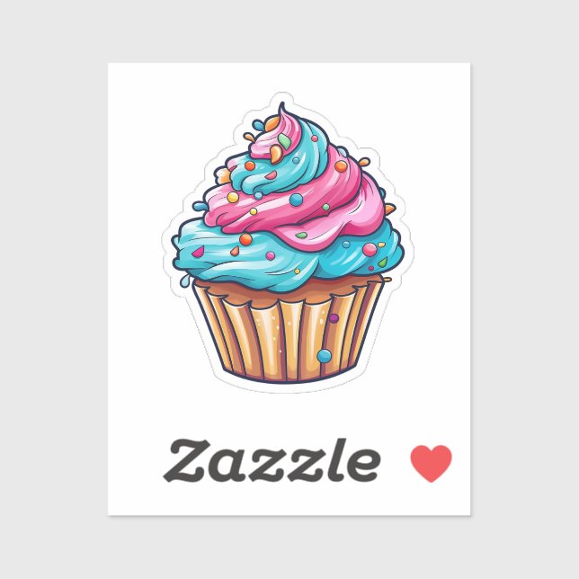 Tecknad cupcake klistermärken (Ark)
