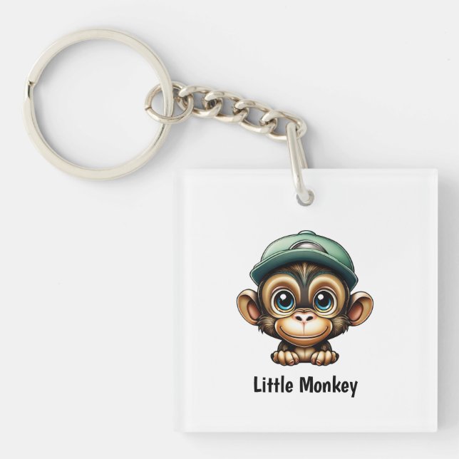 Tecknad Cute Baby med Hat Says Little Monkey (Framsidan)