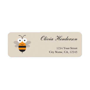 Tecknad Cute Bumble honungsbin Returadressetikett Returadress Etikett