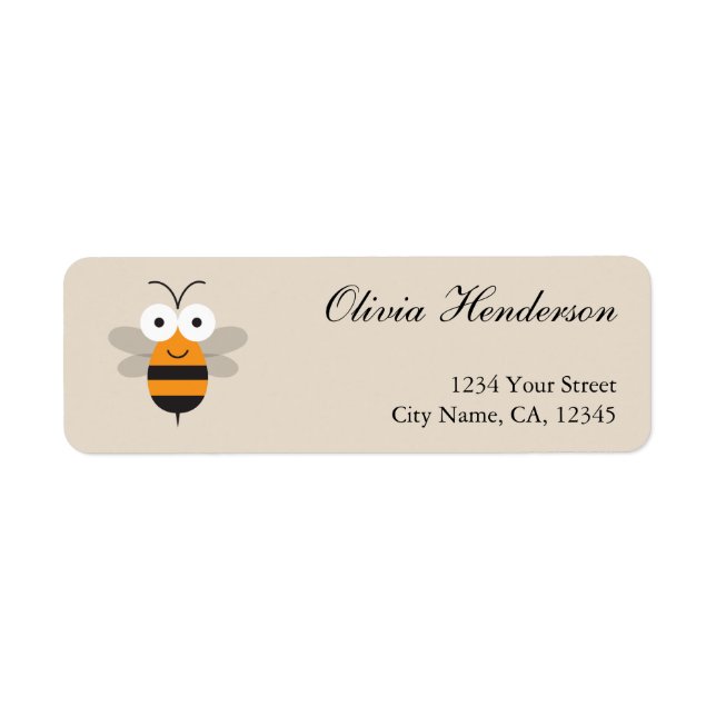 Tecknad Cute Bumble honungsbin Returadressetikett Returadress Etikett (Framsidan)