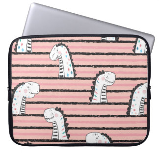 Tecknad Cute Dinosaurs vintage Sömlös mönster. C Laptop Fodral