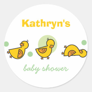 Tecknad Cute Duckies Baby Shower Gift Märkre Stick Runt Klistermärke