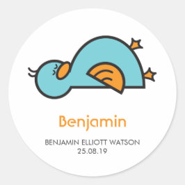 Tecknad Cute Duckling Nyfödd bebis Gift Märkre Sti Runt Klistermärke