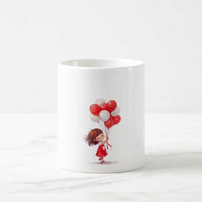 Tecknad Cute Girl med Balloons Mugg (Center)