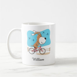 Tecknad Cute Hund Puppy Biking Riding Cycle Kaffemugg