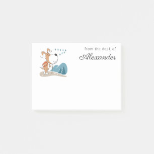 Tecknad Cute Hund Puppy Hiking Woodland Backe Post-it Block