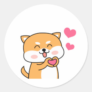Tecknad Cute Shiba Inu Runt Klistermärke
