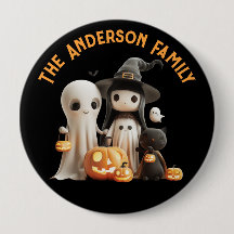 Tecknad Cute Witch Ghost Pumpkins Family Halloween