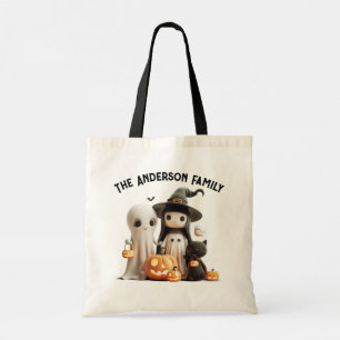 Tecknad Cute Witch Ghost Pumpkins Family Halloween Tygkasse
