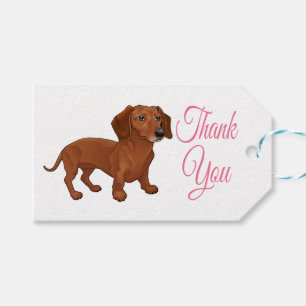 Tecknad Dachshund Brown Puppy Hund Presentetikett
