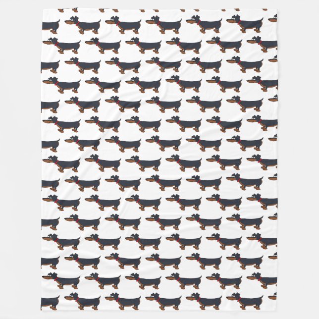 Tecknad Dachshund Hund Flebit Blanket Fleecefilt (Framsidan)