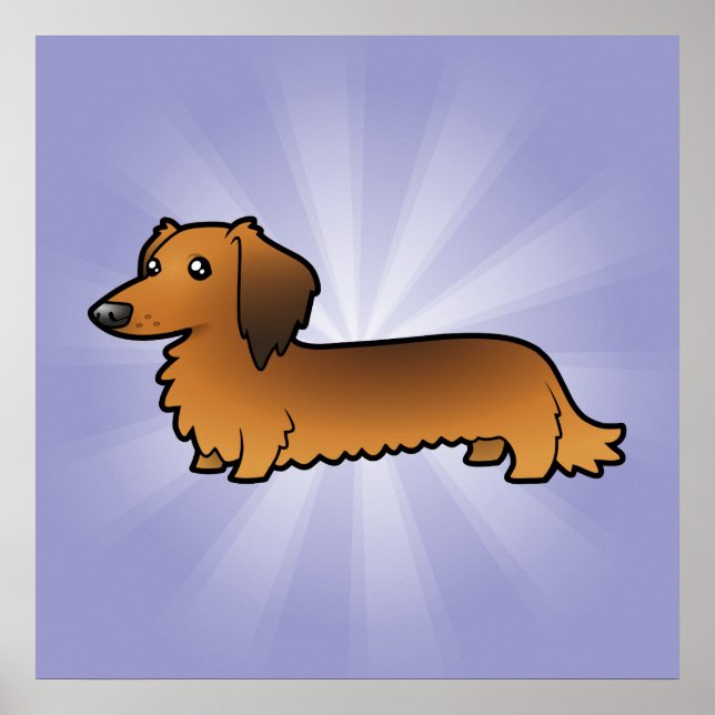 Tecknad Dachshund (långhårig) Poster (Framsidan)