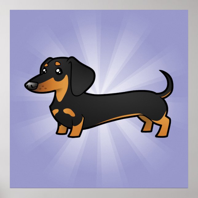 Tecknad Dachshund (mjuk jacka) Poster (Framsidan)