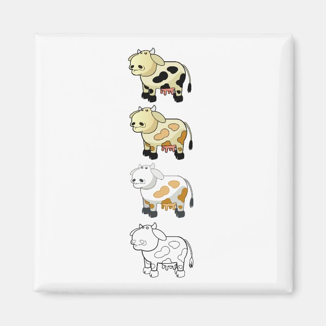 Tecknad Dairy Cows Magnet (Framsidan)